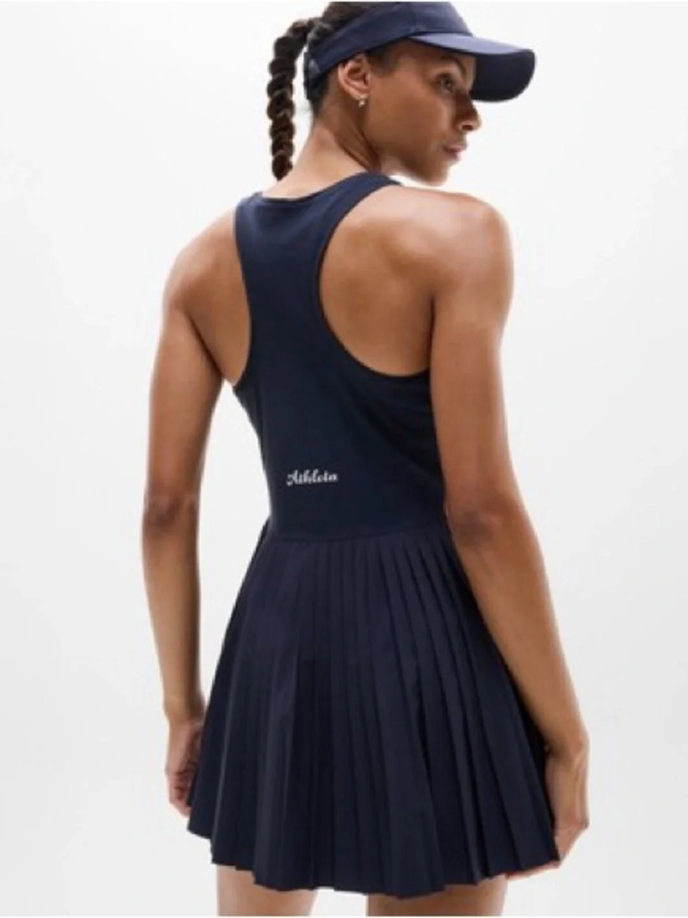 Athleta | Navy Blue Match Point Pleated Dress | Size Medium - Picture 1 of 11